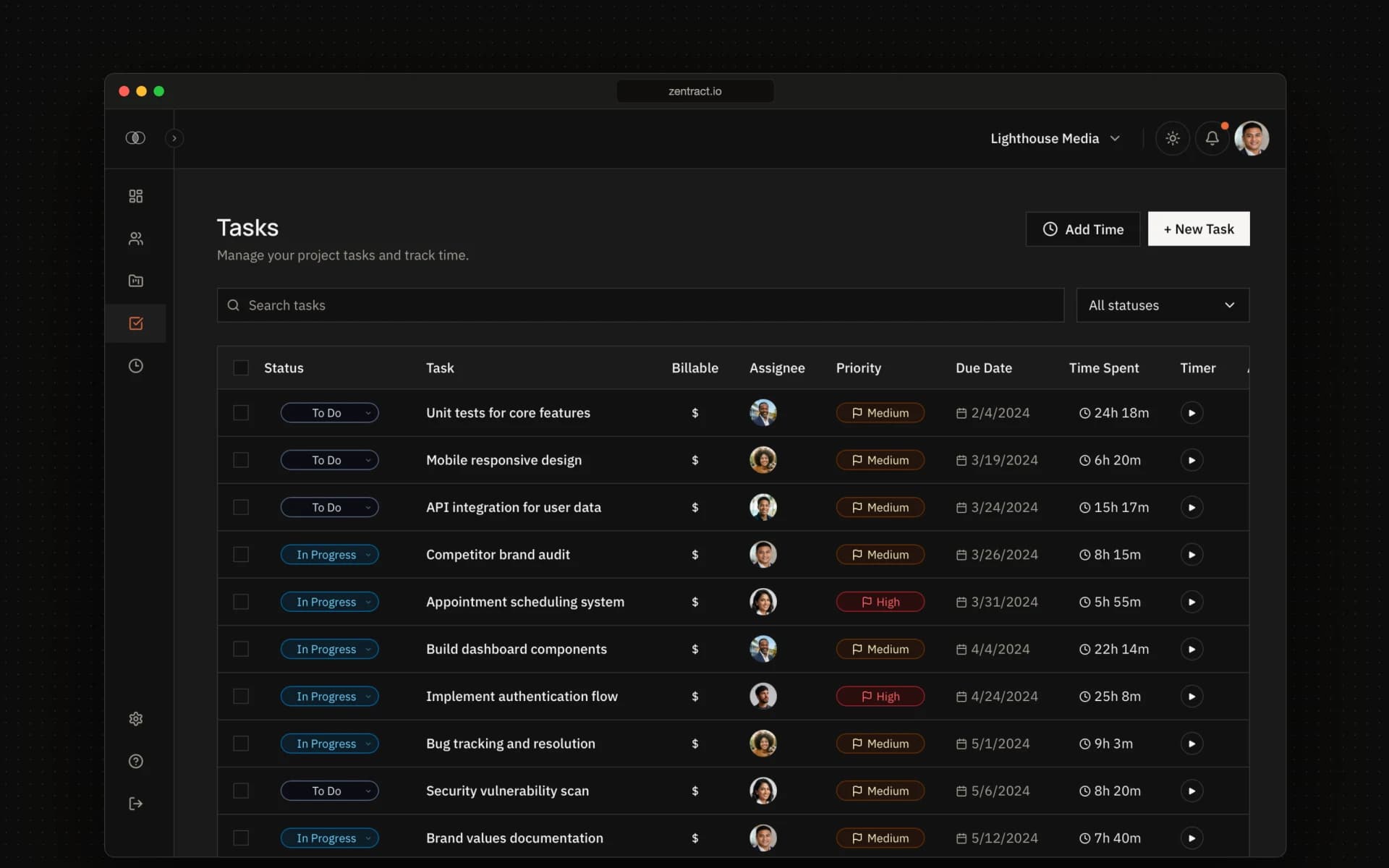 Zentract: Run client work from the proposal to the paid invoice.